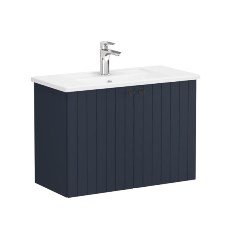 Vitra Root Groove 69224 Lavabo Dolabı, Kapaklı, 80 Cm, Dar, Mat Lacivert, Köşeli Lavabolu